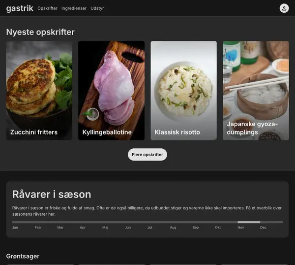 Screenshot of gastrik frontend